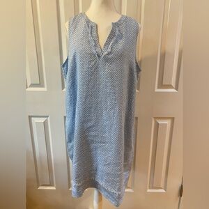 Tommy Bahama Light Blue Two Palms Mini Cabana Stripe Ruffle Dress Size L